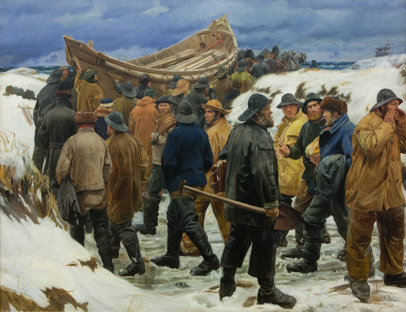 Michael Ancher: Das Rettungsboot wird durch die Dünen getragen